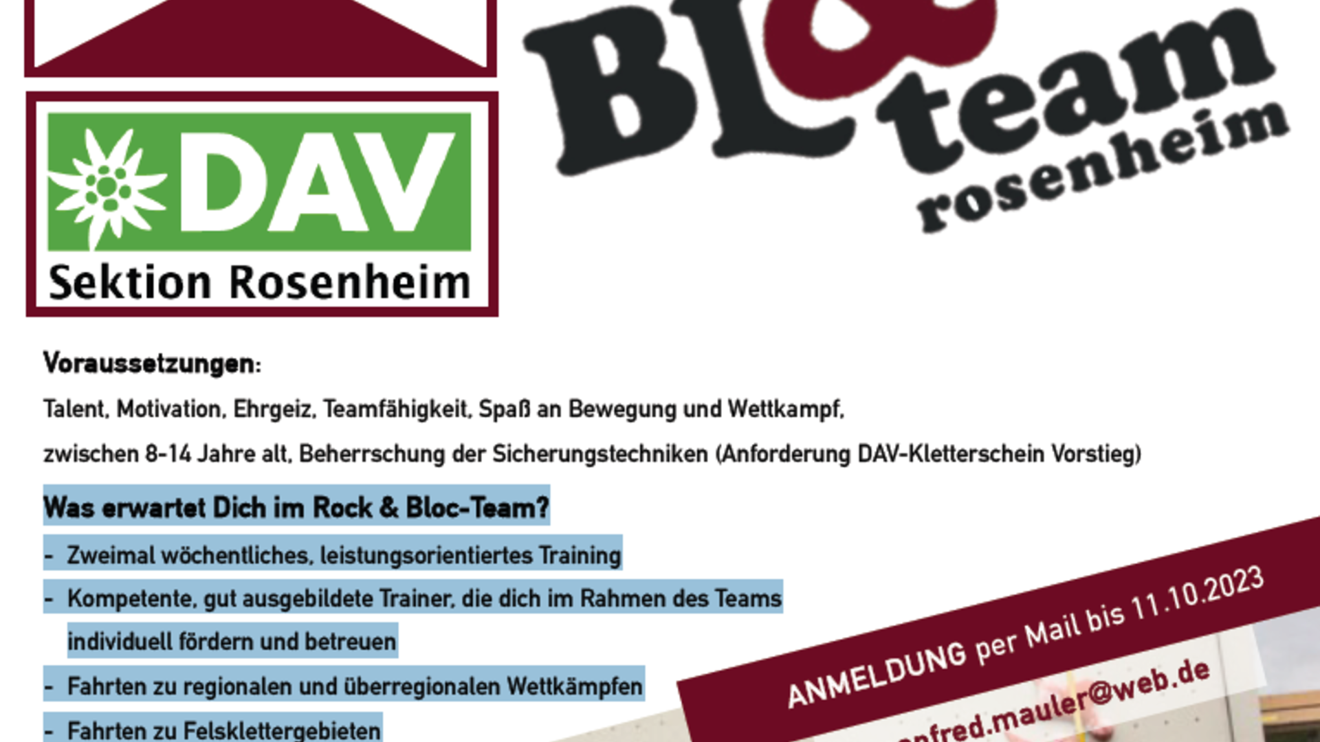 © Sektion Rosenheim - Rock&Bloc-Team © Sektion Rosenheim - Rock&Bloc-Team